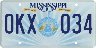 MS license plate OKX034