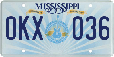 MS license plate OKX036
