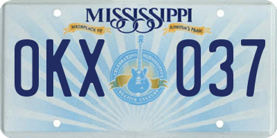 MS license plate OKX037