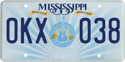 MS license plate OKX038