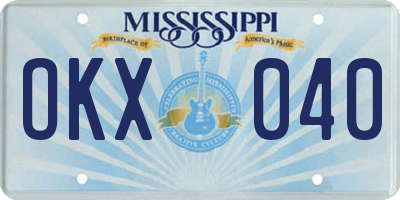 MS license plate OKX040