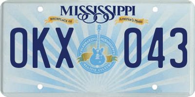 MS license plate OKX043