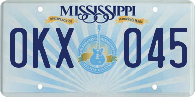 MS license plate OKX045