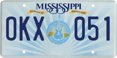 MS license plate OKX051