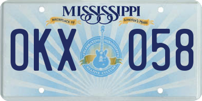 MS license plate OKX058