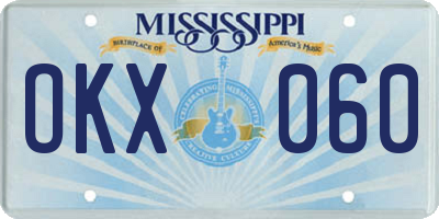 MS license plate OKX060