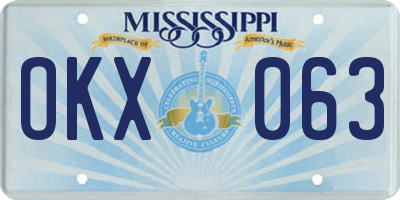 MS license plate OKX063