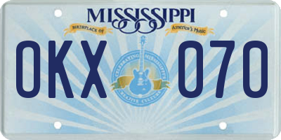 MS license plate OKX070
