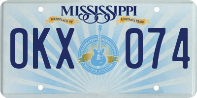 MS license plate OKX074