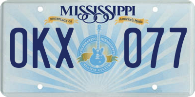 MS license plate OKX077