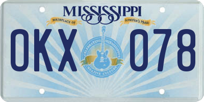 MS license plate OKX078