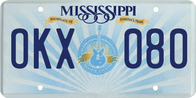 MS license plate OKX080