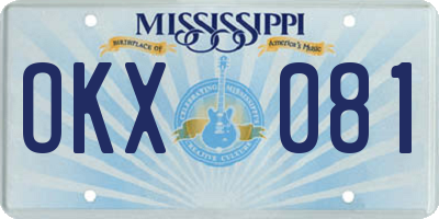 MS license plate OKX081