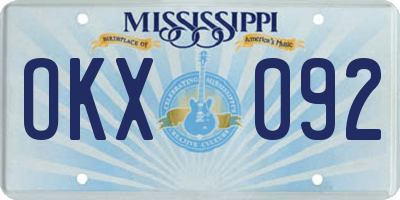 MS license plate OKX092