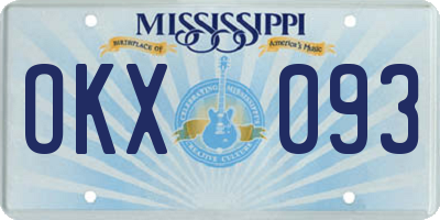 MS license plate OKX093