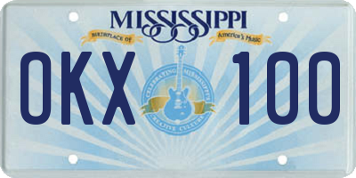 MS license plate OKX100