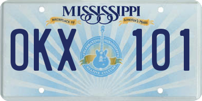MS license plate OKX101