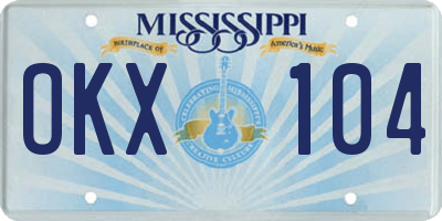 MS license plate OKX104