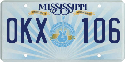 MS license plate OKX106