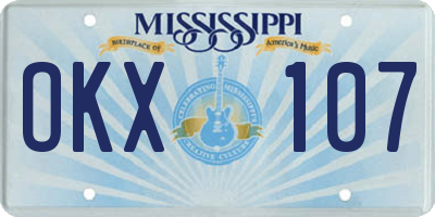 MS license plate OKX107