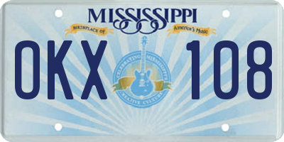 MS license plate OKX108