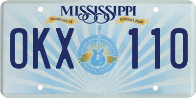 MS license plate OKX110