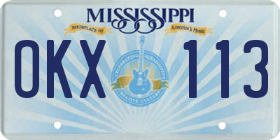 MS license plate OKX113