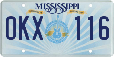 MS license plate OKX116