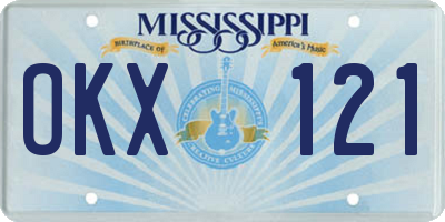 MS license plate OKX121