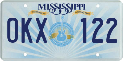 MS license plate OKX122