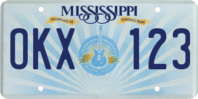 MS license plate OKX123