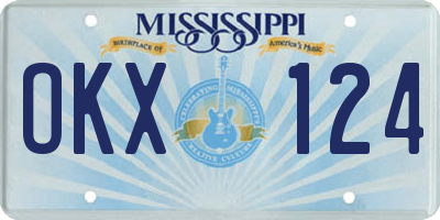 MS license plate OKX124