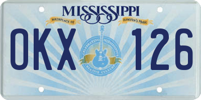 MS license plate OKX126