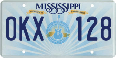 MS license plate OKX128