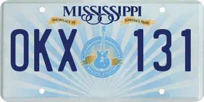 MS license plate OKX131