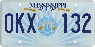 MS license plate OKX132