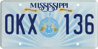 MS license plate OKX136