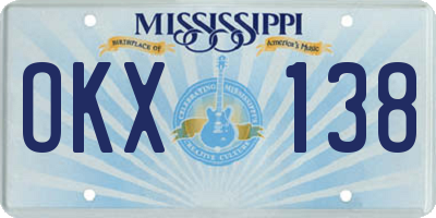 MS license plate OKX138