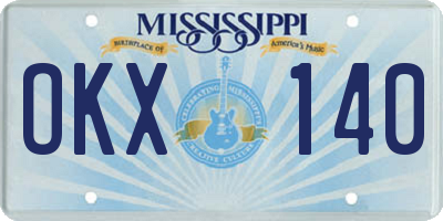 MS license plate OKX140