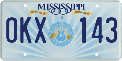 MS license plate OKX143
