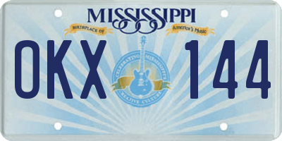 MS license plate OKX144