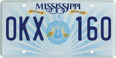 MS license plate OKX160