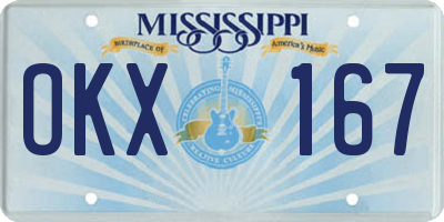 MS license plate OKX167