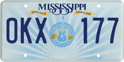 MS license plate OKX177