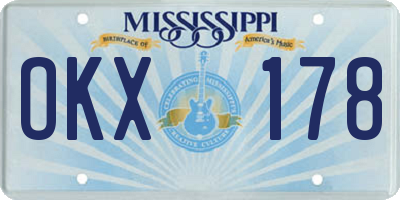 MS license plate OKX178