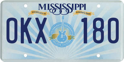 MS license plate OKX180