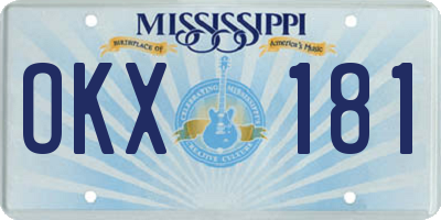 MS license plate OKX181