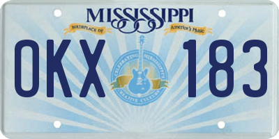 MS license plate OKX183