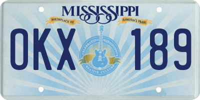 MS license plate OKX189
