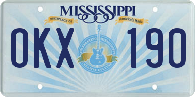 MS license plate OKX190